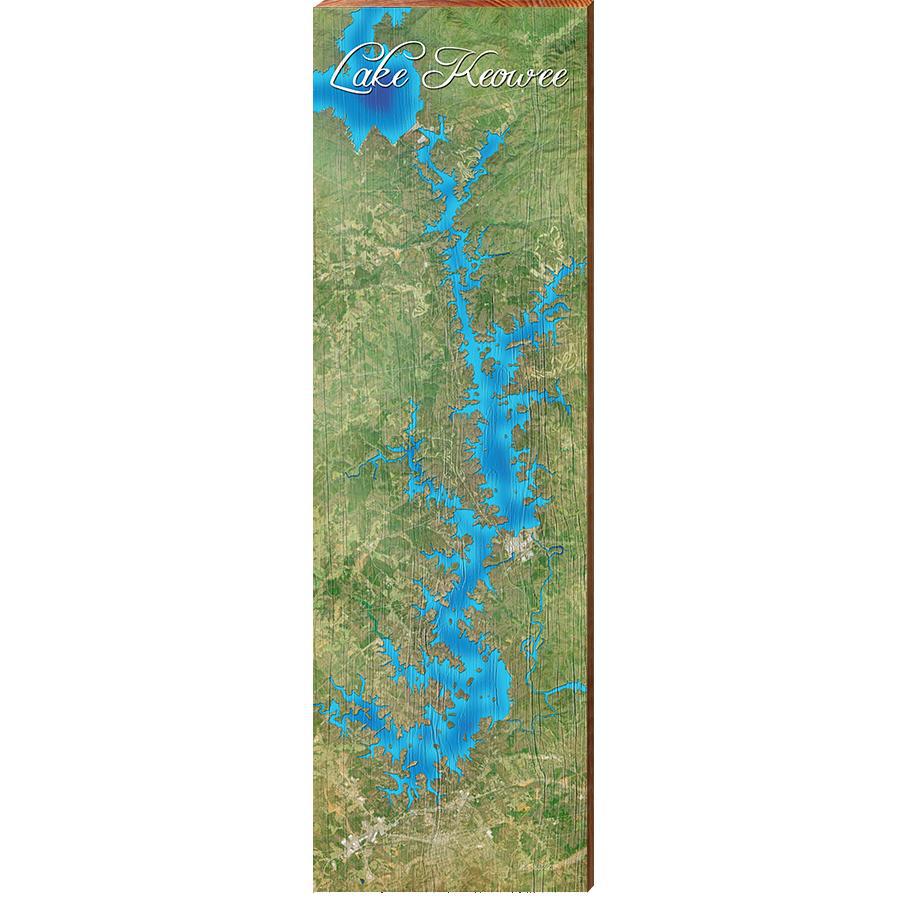 Lake Keowee Map Home Decor Art Print on Real Wood