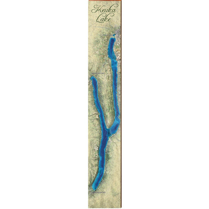 Keuka Lake, New York Map Wooden Sign | Wall Art Print on Real Wood