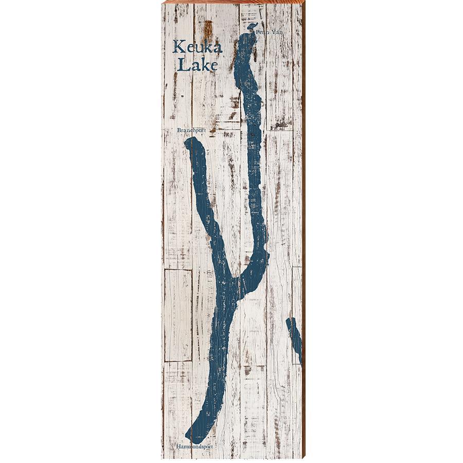 Keuka Lake Shabby Map Home Decor Art Print on Real Wood