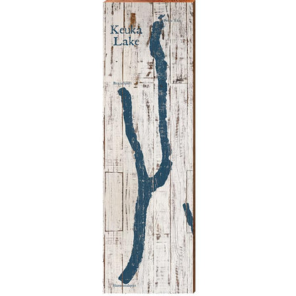 Keuka Lake Shabby Map Home Decor Art Print on Real Wood