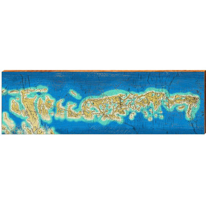 Big Pine Key to Key West, Florida Map Wooden Sign | Wall Art Print on Real Wood