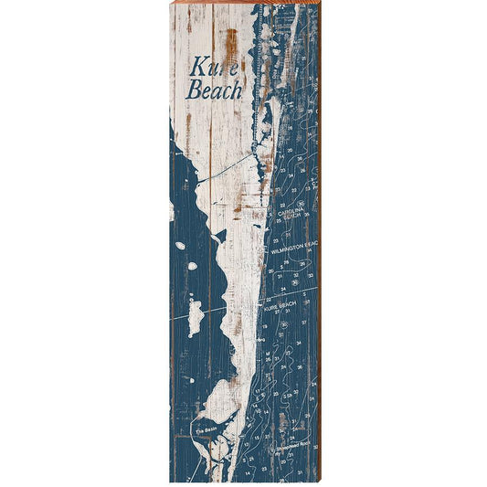 Kure Beach, North Carolina Map Wooden Sign | Wall Art Print on Real Wood