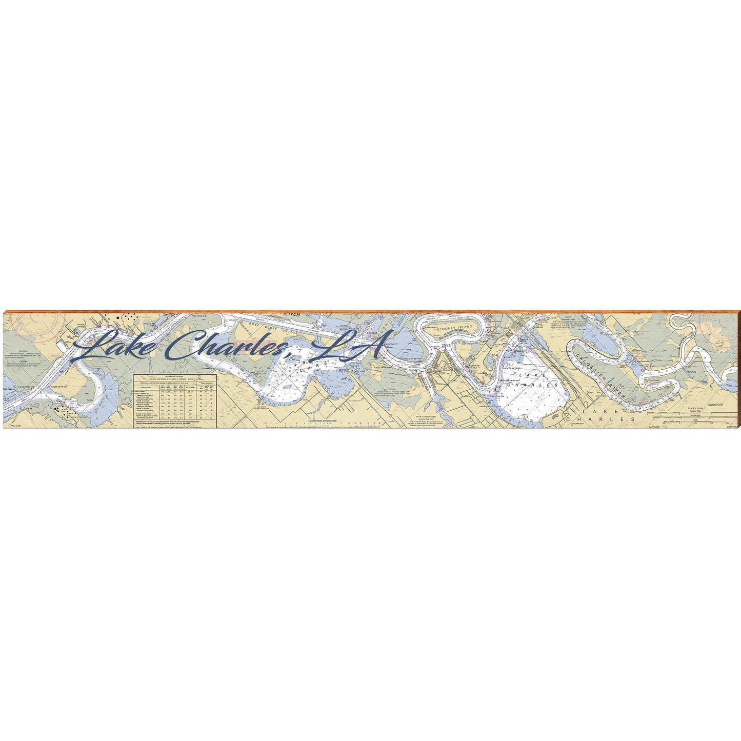 Lake Charles Louisiana Map Home Decor Art Print on Real Wood Each