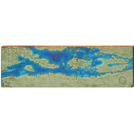 St. Lawrence Seaway Map Home Decor Art Print on Real Wood