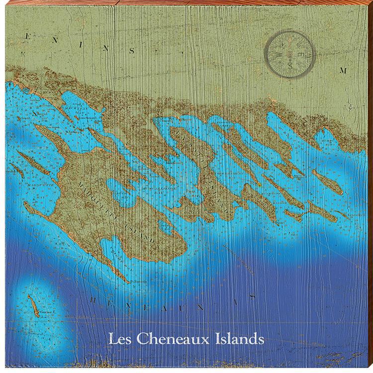Les Cheneaux Islands, Michigan Map Wooden Sign | Wall Art Print on Real Wood