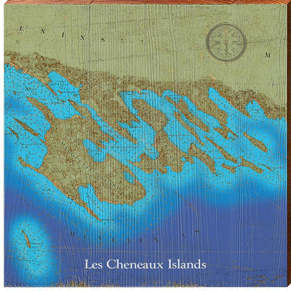 Les Cheneaux Islands, Michigan Map Wooden Sign | Wall Art Print on Real Wood