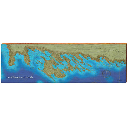 Les Cheneaux Islands, Michigan Topographical Styled Map Wall Art | Wall Art Print on Real Wood