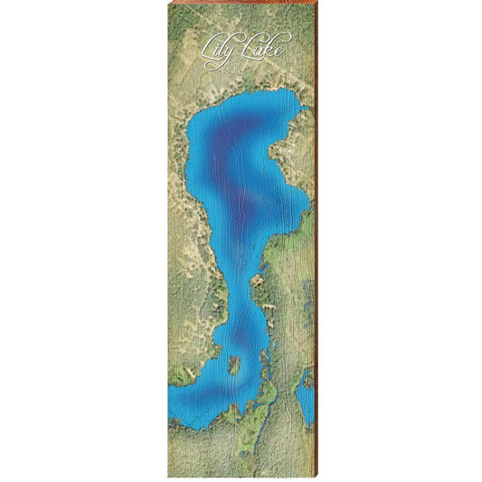 Lily Lake, Michigan Map | Wall Art Print on Real Wood