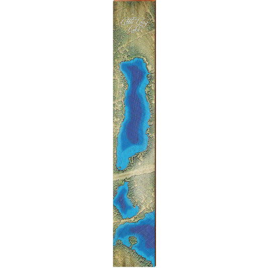 Little Long Lake, Michigan Map Wooden Sign | Wall Art Print on Real Wood