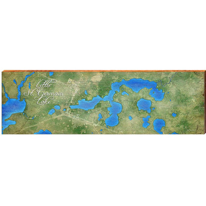 Little St. Germaine Lake Map Home Decor Art Print on Real Wood