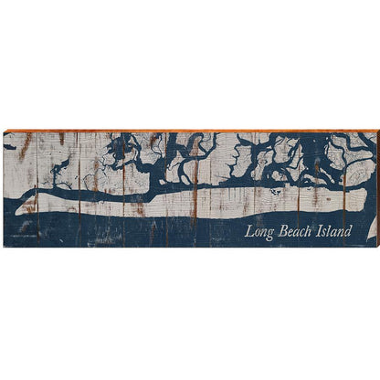 Long Beach Island Shabby Map Home Decor Art Print on Real Wood