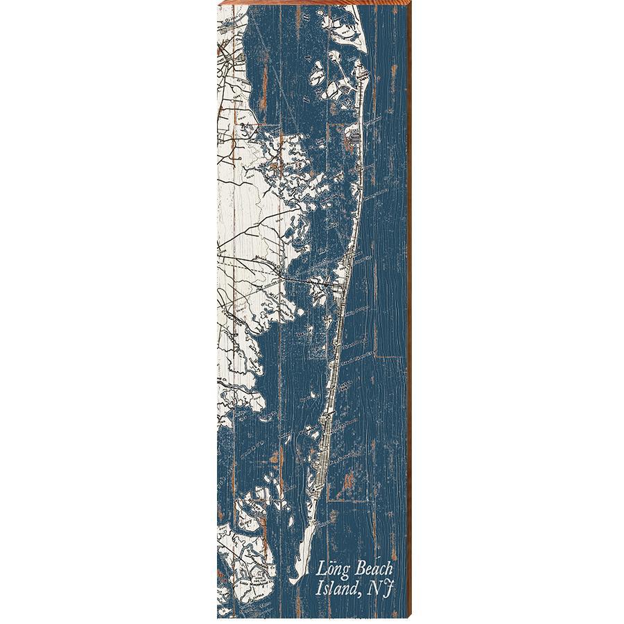 Long Beach Island, New Jersey Shabby Map Wooden Sign | Wall Art Print on Real Wood 