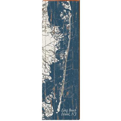 Long Beach Island, New Jersey Shabby Map Wooden Sign | Wall Art Print on Real Wood 