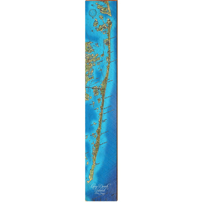 Long Beach Island Map Home Decor Art Print on Real Wood