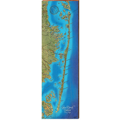 Long Beach Island Map Home Decor Art Print on Real Wood
