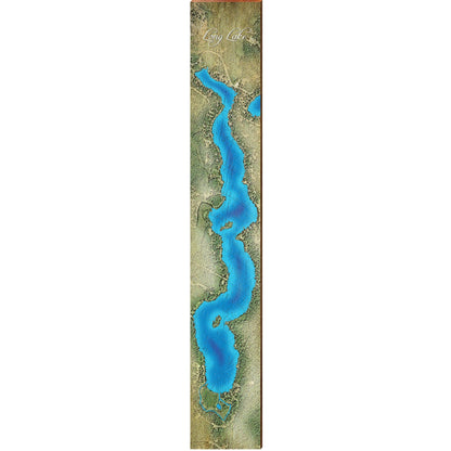 Long Lake Map Home Decor Art Print on Real Wood