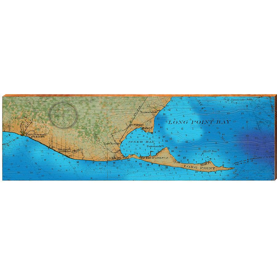 Long Point Bay, Lake Erie Topographical Styled Chart | Wall Art Print on Real Wood