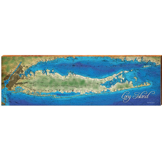Long Island Map Home Decor Art Print on Real Wood