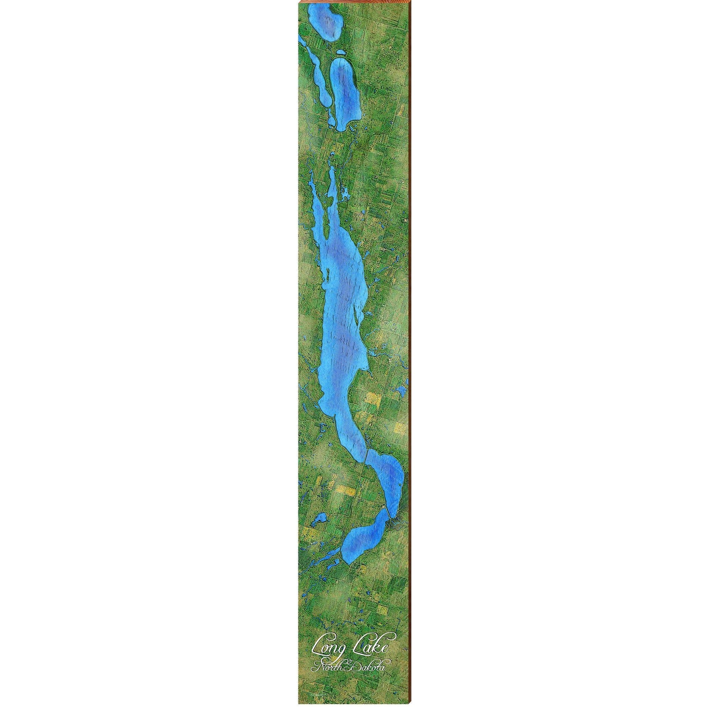Long Lake, ND Map Home Decor Art Print on Real Wood