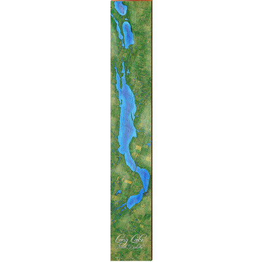 Long Lake, ND Map Home Decor Art Print on Real Wood