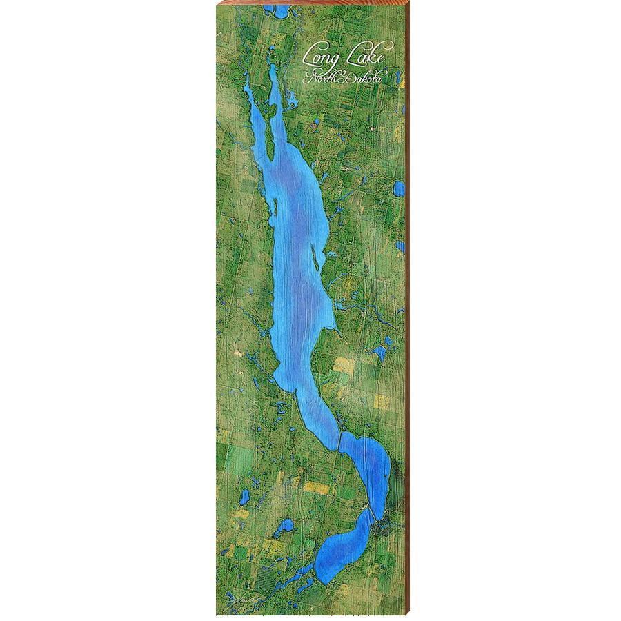 Long Lake, ND Map Home Decor Art Print on Real Wood