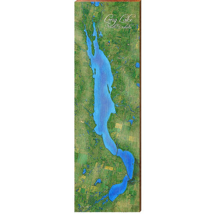Long Lake, ND Map Home Decor Art Print on Real Wood