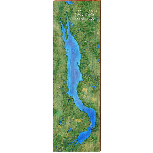 Long Lake, ND Map Home Decor Art Print on Real Wood