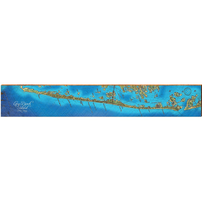 Long Beach Island Horizontal Map Home Decor Art Print on Real Wood