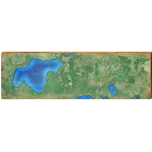 Lost Lake Map Home Decor Art Print on Real Wood