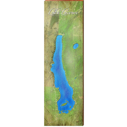 Lake Lucerne Map Home Decor Art Print on Real Wood