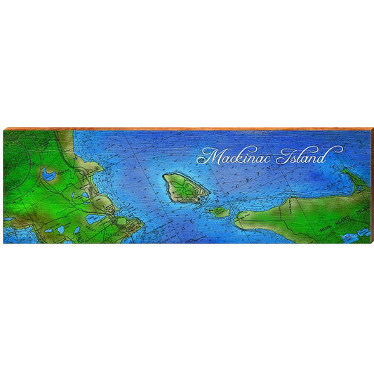 Mackinac Island, Michigan Map | Wall Art Print on Real Wood