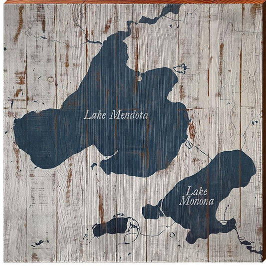 Lake Mendota & Lake Monona, Wisconsin | Wall Art Print on Real Wood