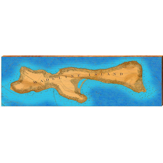 Madeline Island Map Home Decor Art Print on Real Wood