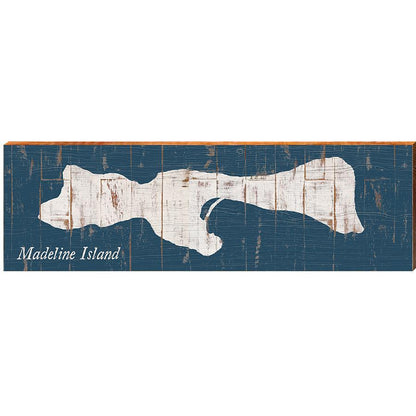 Madeline Island Shabby Map Home Decor Art Print on Real Wood