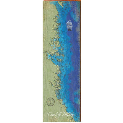 Maine Coastline Map Wooden Sign | Wall Art Print on Real Wood