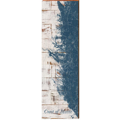 Coast of Maine Map | Wall Art Print on Real Wood