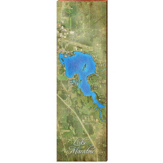 Lake Manitou, Indiana Map | Wall Art Print on Real Wood