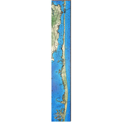 Maryland Coast - Sinepuxent Bay to Martin Bay Topographical Styled Chart | Wall Art Print on Real Wood