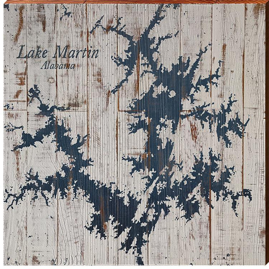 Lake Martin, Alabama Map Wooden Sign | Wall Art Print on Real Wood | Lake House Home Decor