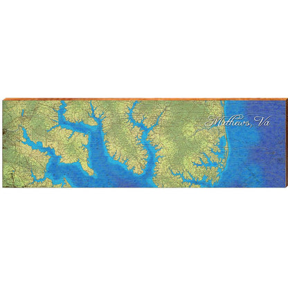 Mathews, Virginia Map Home Decor Art Print on Real Wood
