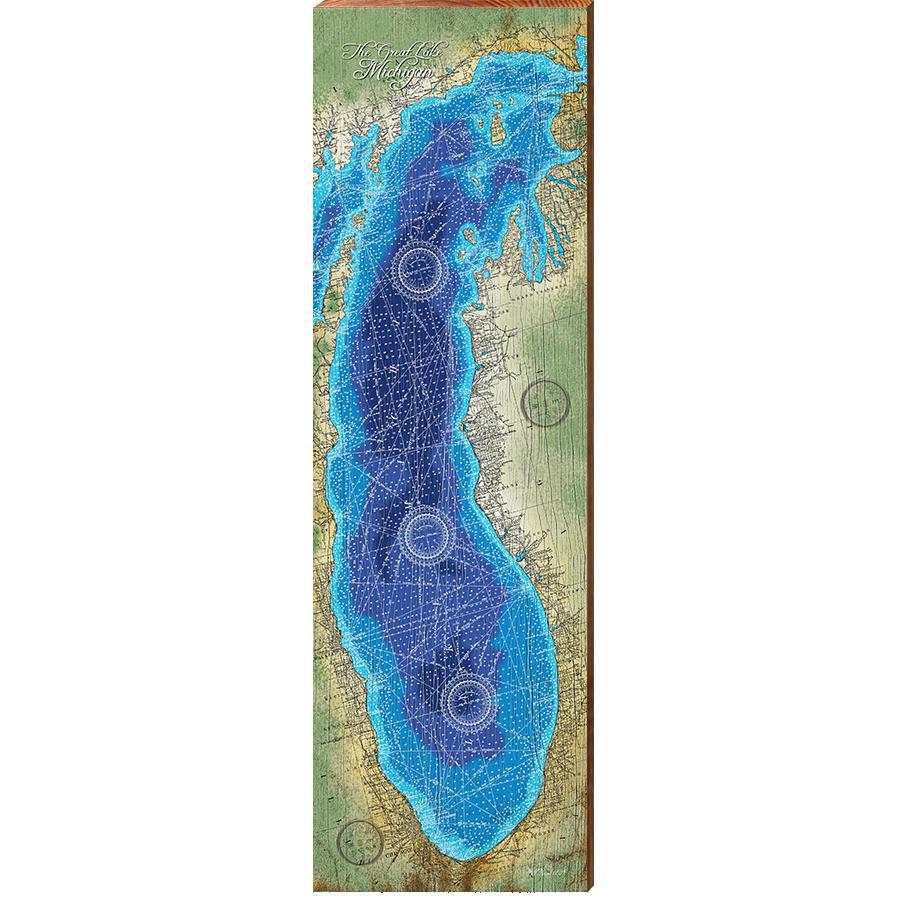 Lake Michigan Map Great Lakes Wooden Sign | Wall Art Print on Real Wood