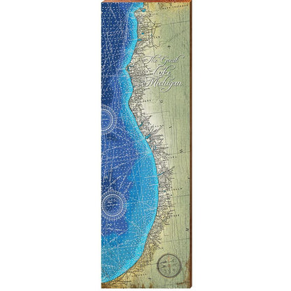 Lake Michigan Map | Wall Art Print on Real Wood