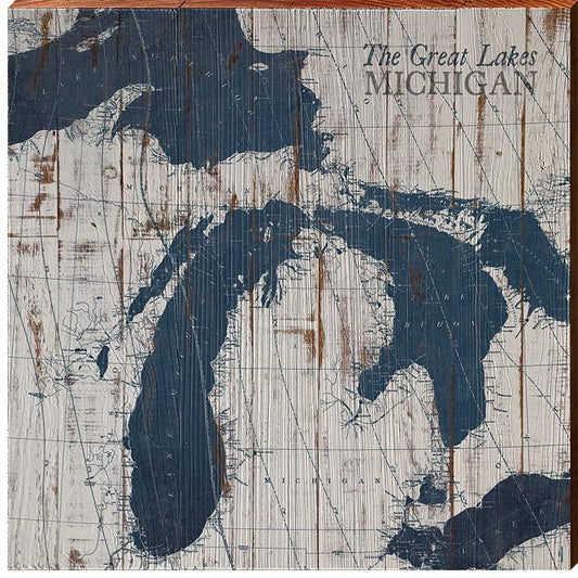 Michigan Shabby Map Home Decor Art Print on Real Wood