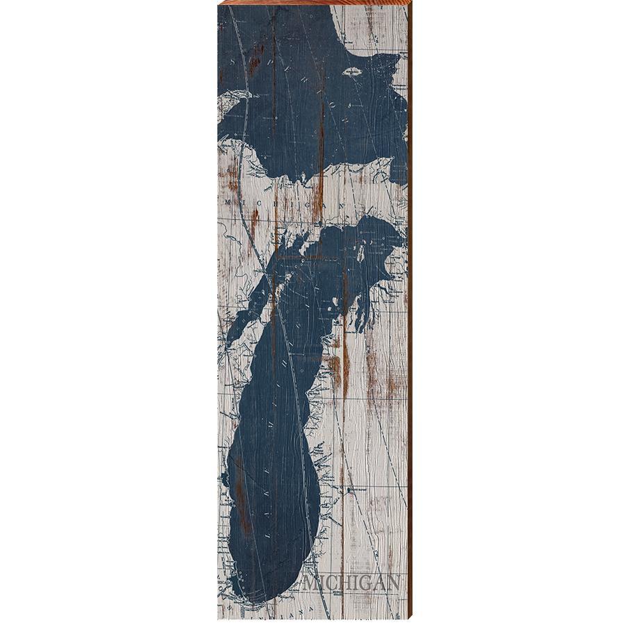 Michigan Shabby Map Home Decor Art Print on Real Wood