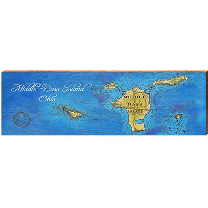 Middle Bass Island, Ohio Map Home Decor Art Print on Real Wood