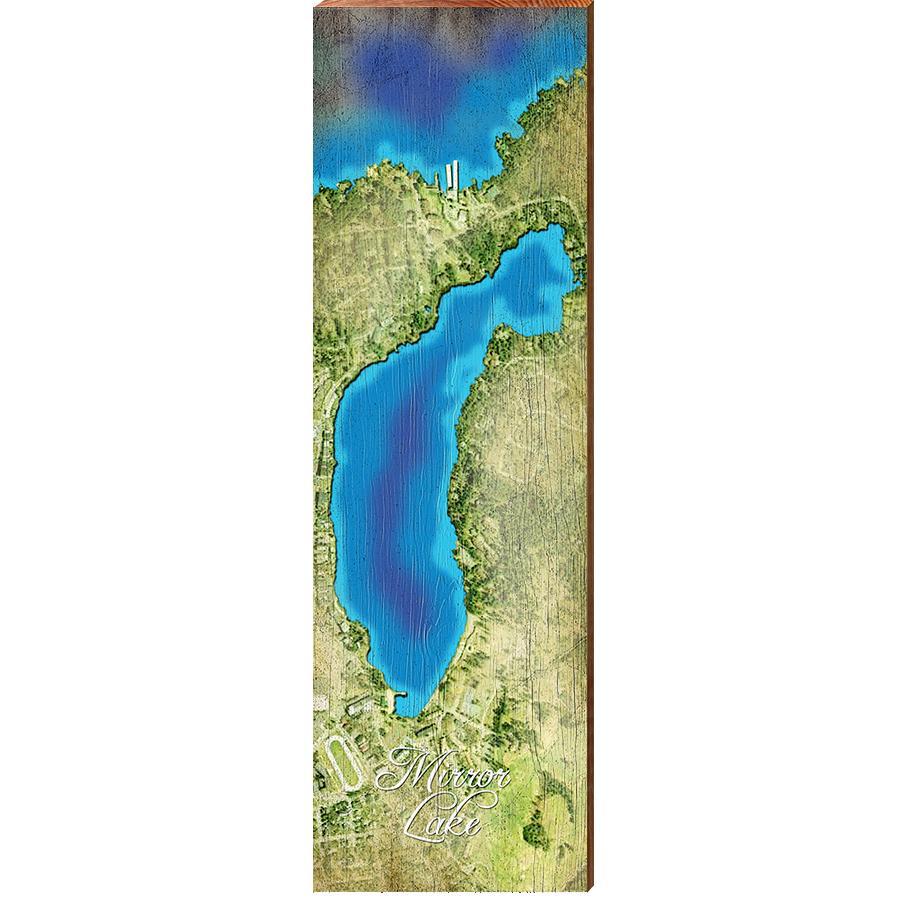 Mirror Lake Map Home Decor Art Print on Real Wood