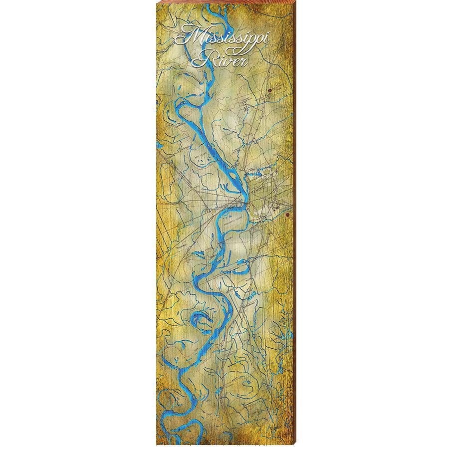 Mississippi River Memphis, Tennessee Area Map Wooden Sign | Wall Art Print on Real Wood