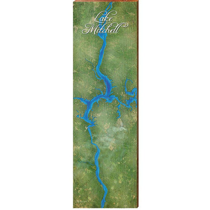 Lake Mitchell, Alabama Satellite Map Wall Art | Wall Art Print on Real Wood