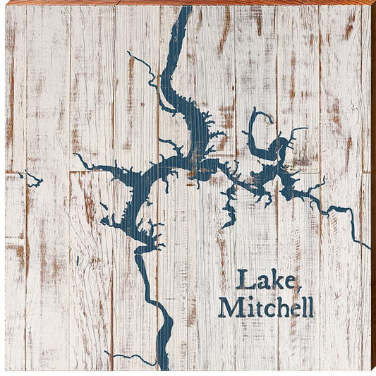 Mitchell Lake, Alabama Map Wooden Sign | Wall Art Print on Real Wood