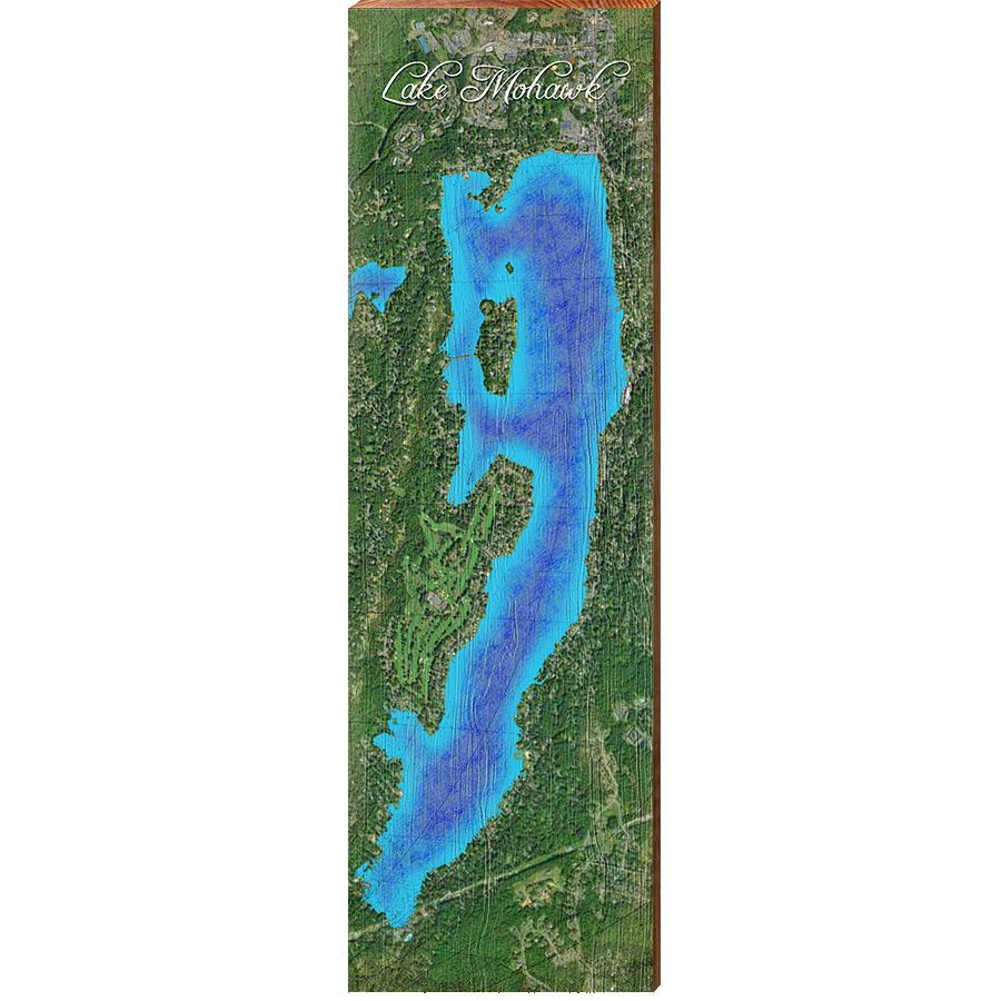 Lake Mohawk Map Home Decor Art Print on Real Wood